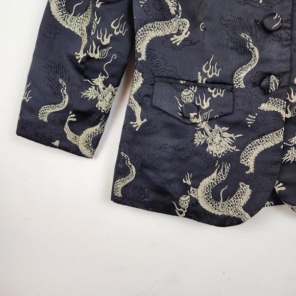 Boston Proper Novelty Print asian inspired fitted blazer Size 6 - Picture 3 of 6